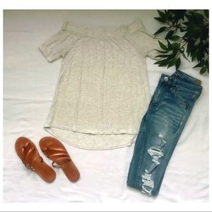 Proof! Off the shoulder Grey Tee